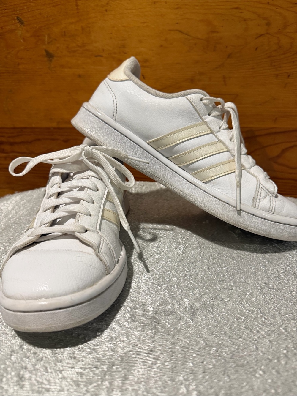 adidas White Cream Classic Low-Top Athletic Sneakers
